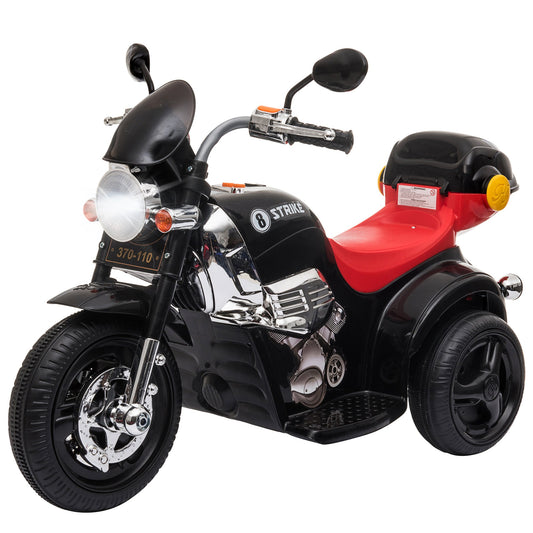 6V Kids Electric Motorcycle Ride On Toy Battery Powered with Light Music MP3 3-Wheel Storage Box Ages 18 months - 5 years, Black - Gallery Canada