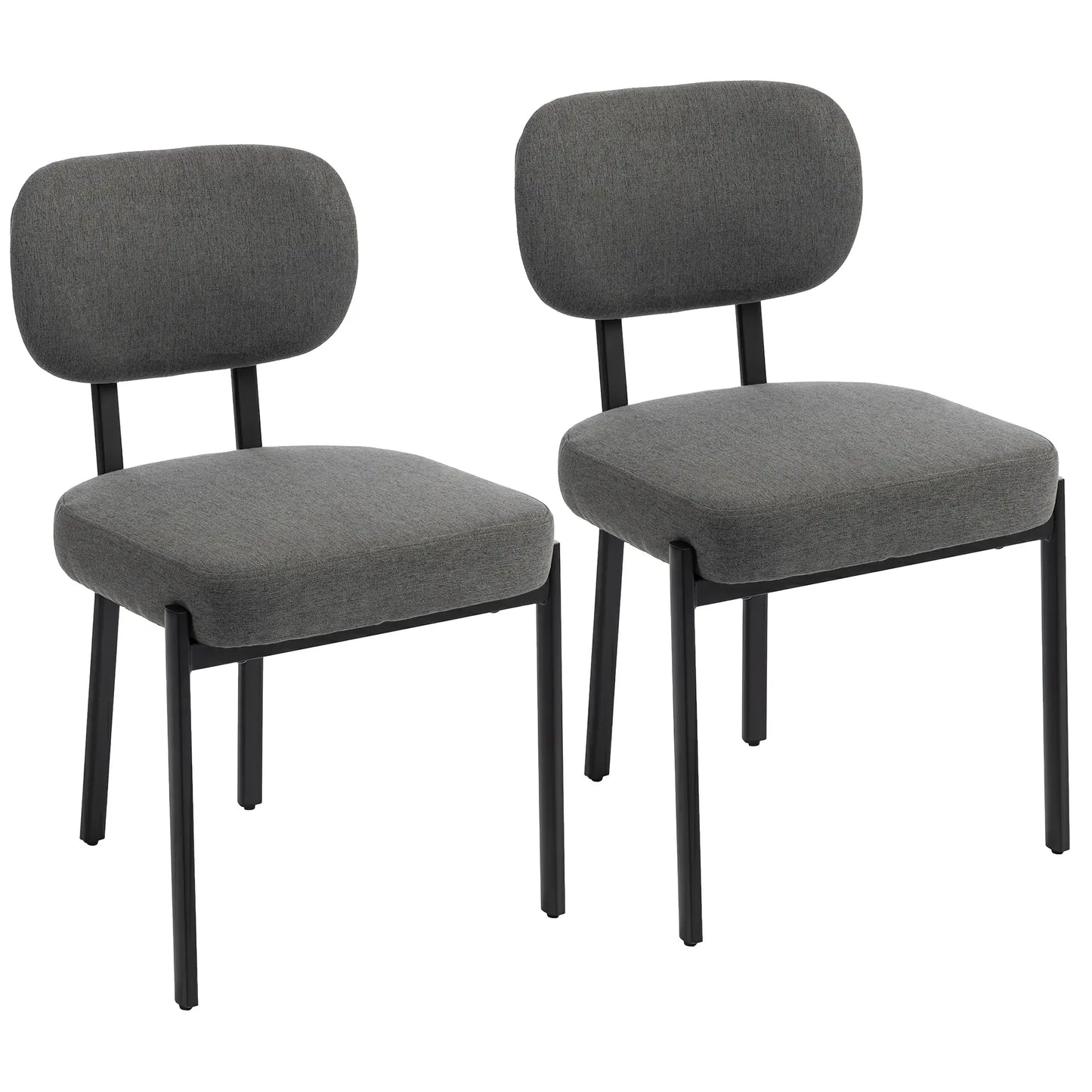 Lot de 2 chaises de salle à manger de cuisine en lin gris rembourré, gris