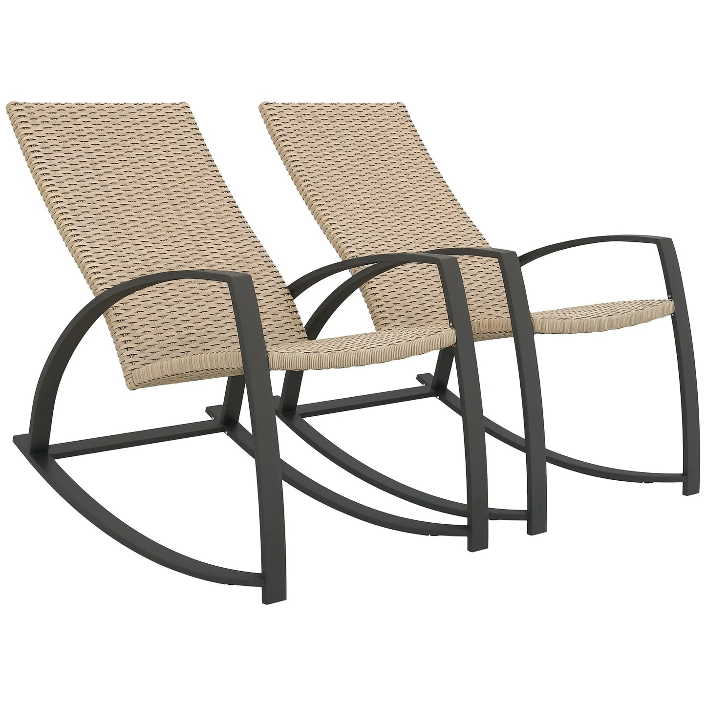 2 Wicker Patio Rocking Chairs, Rattan Outdoor Set, Khaki Outdoor Rocking Chairs at Gallery Canada