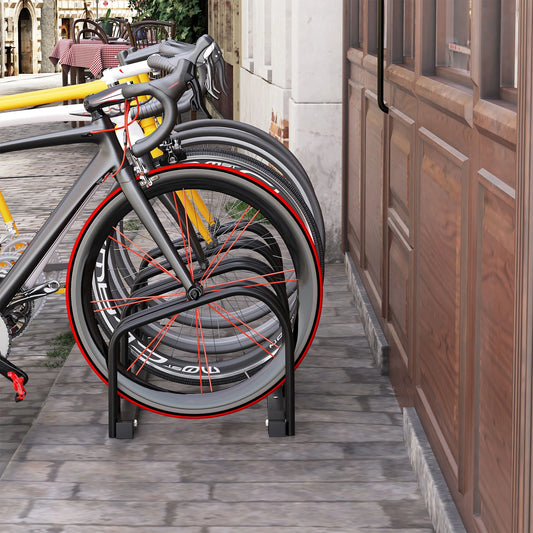 4-Bike Bicycle Floor Parking Rack, Cycling Storage Stand, Black Bike Parking Stands Black at Gallery Canada