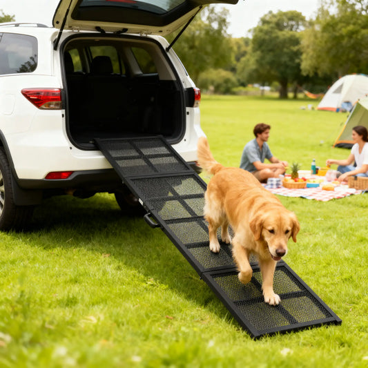 75 Inch Folding Portable Dog Car Ramp for Large Dogs, Extra Long Wide Dog Stairs Black at Gallery Canada