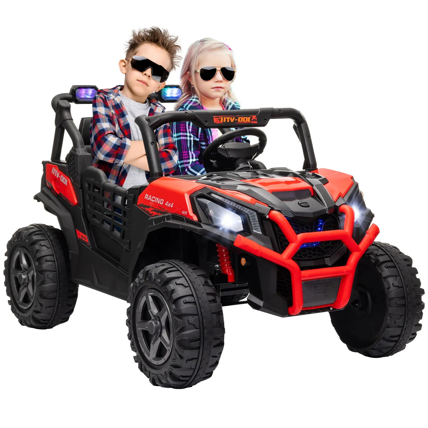 2 Seater 24V Electric Car for Kids, Remote Control, 3 Speed, LED Lights, Red Electric Toy Cars at Gallery Canada