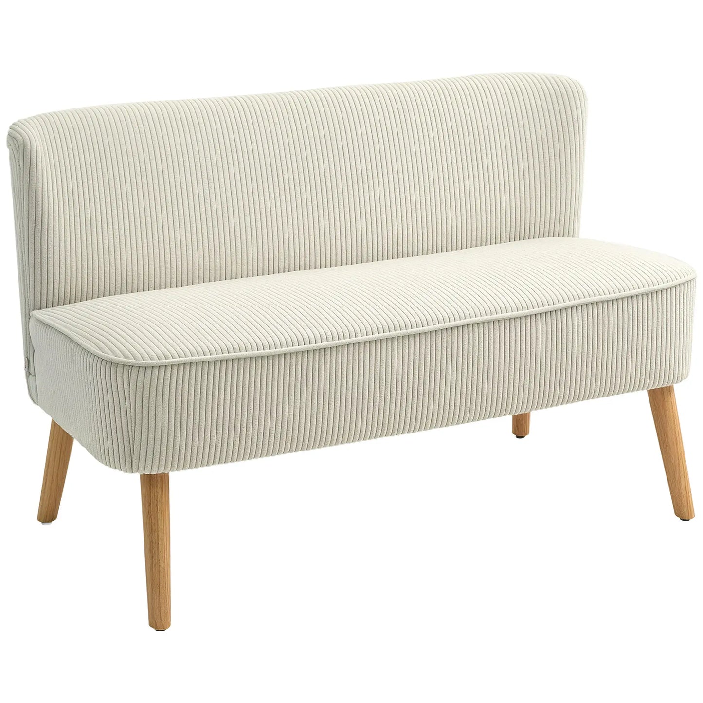 Modern 2 Seater Sofa, Upholstered Couch with Wood Legs, Cream White 2-Seater Sofas at Gallery Canada