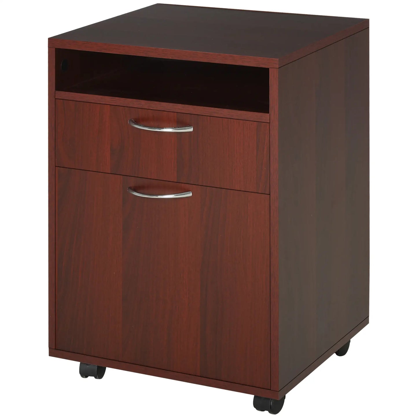 24" Small Filing Cabinet, Open Compartment, Drawer, Wheels, Espresso Office Cabinets & Cupboards at Gallery Canada