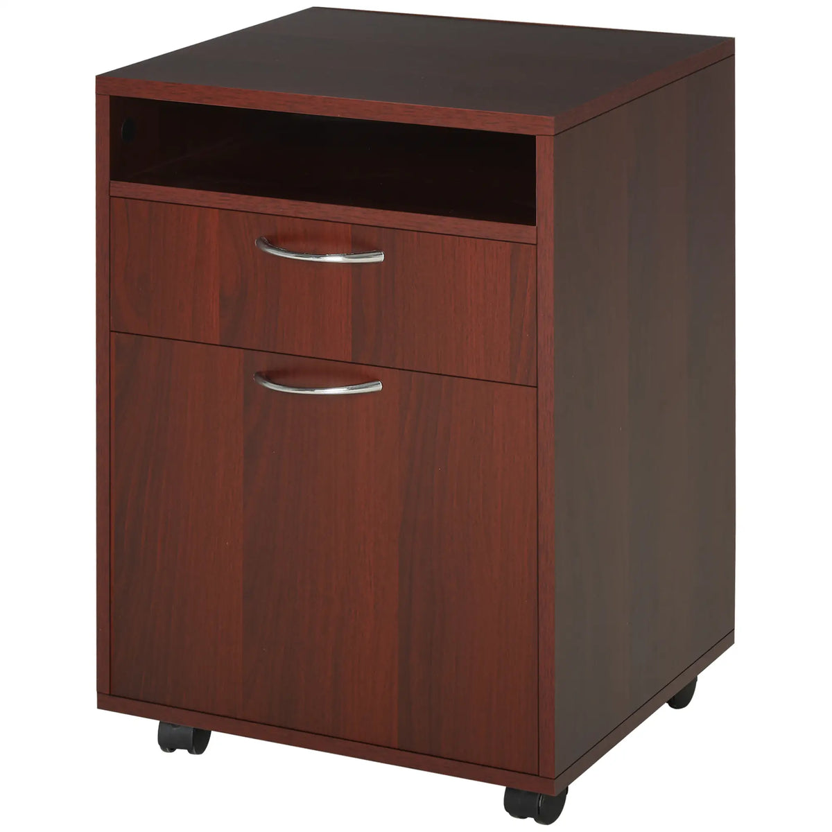 24" Small Filing Cabinet, Open Compartment, Drawer, Wheels, Espresso Office Cabinets & Cupboards at Gallery Canada