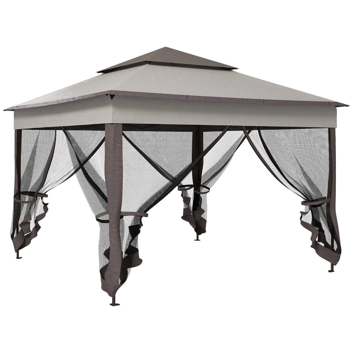 11' x 11' Pop Up Canopy, 2-Tier Soft Top Shelter Tent, Grey Pop Up Canopies at Gallery Canada