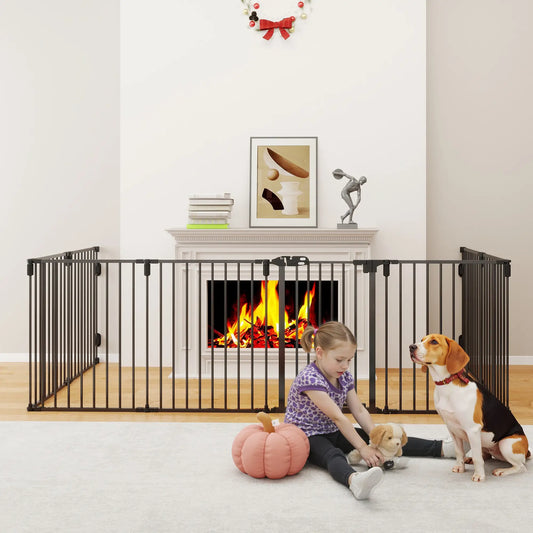 8-Panel Dog Safety Gate, Steel Fence, Black Houses, Kennels & Pens Black at Gallery Canada