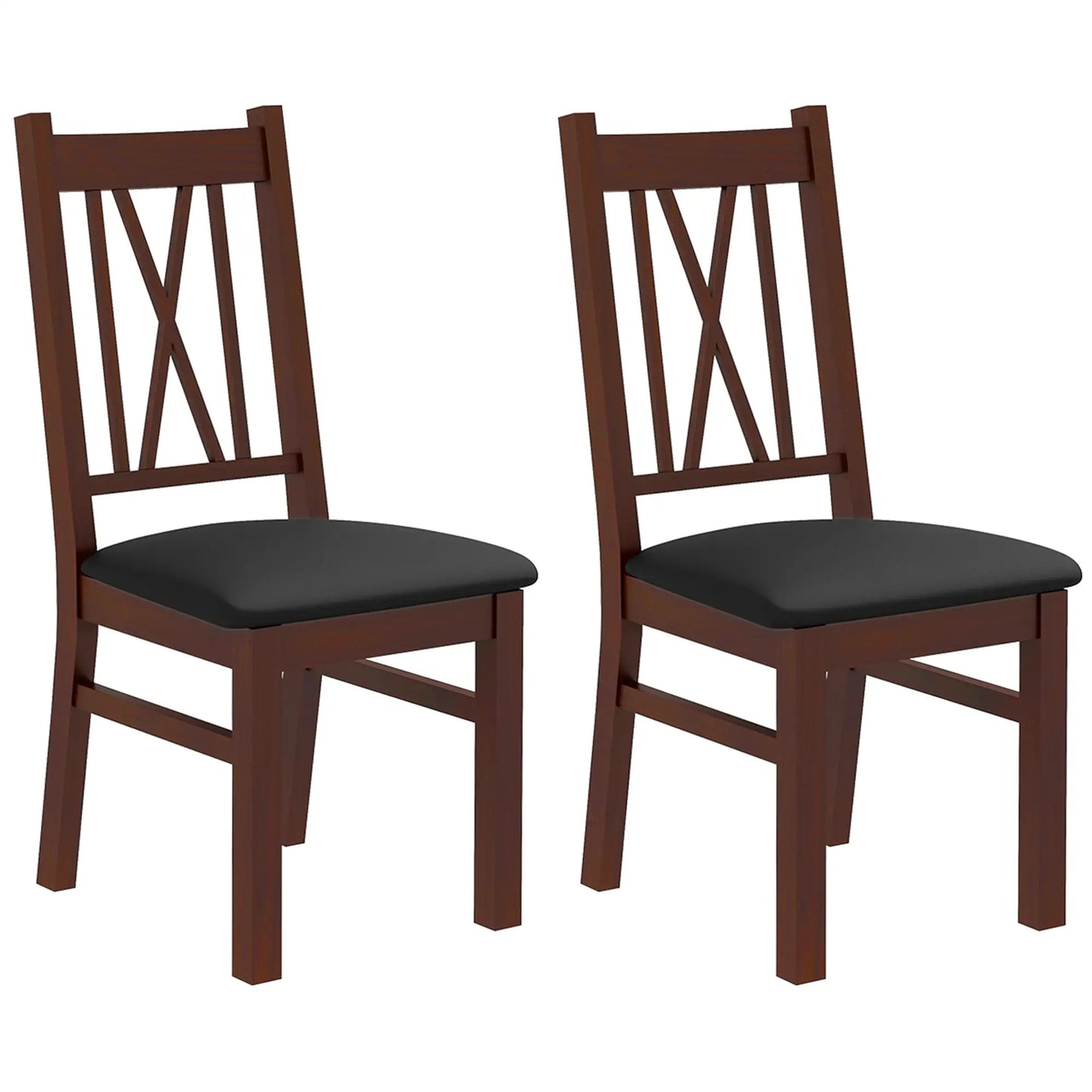 Farmhouse Dining Table Chairs Set of 2, Pine Wood, PU Leather Cushion Bar Stools at Gallery Canada