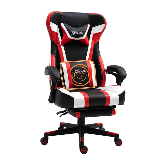 Racing Gaming Chair with Vibration Massage Lumbar Support Pillow, High Back Computer Chair with Footrest, Adjustable Height, Red - Gallery Canada