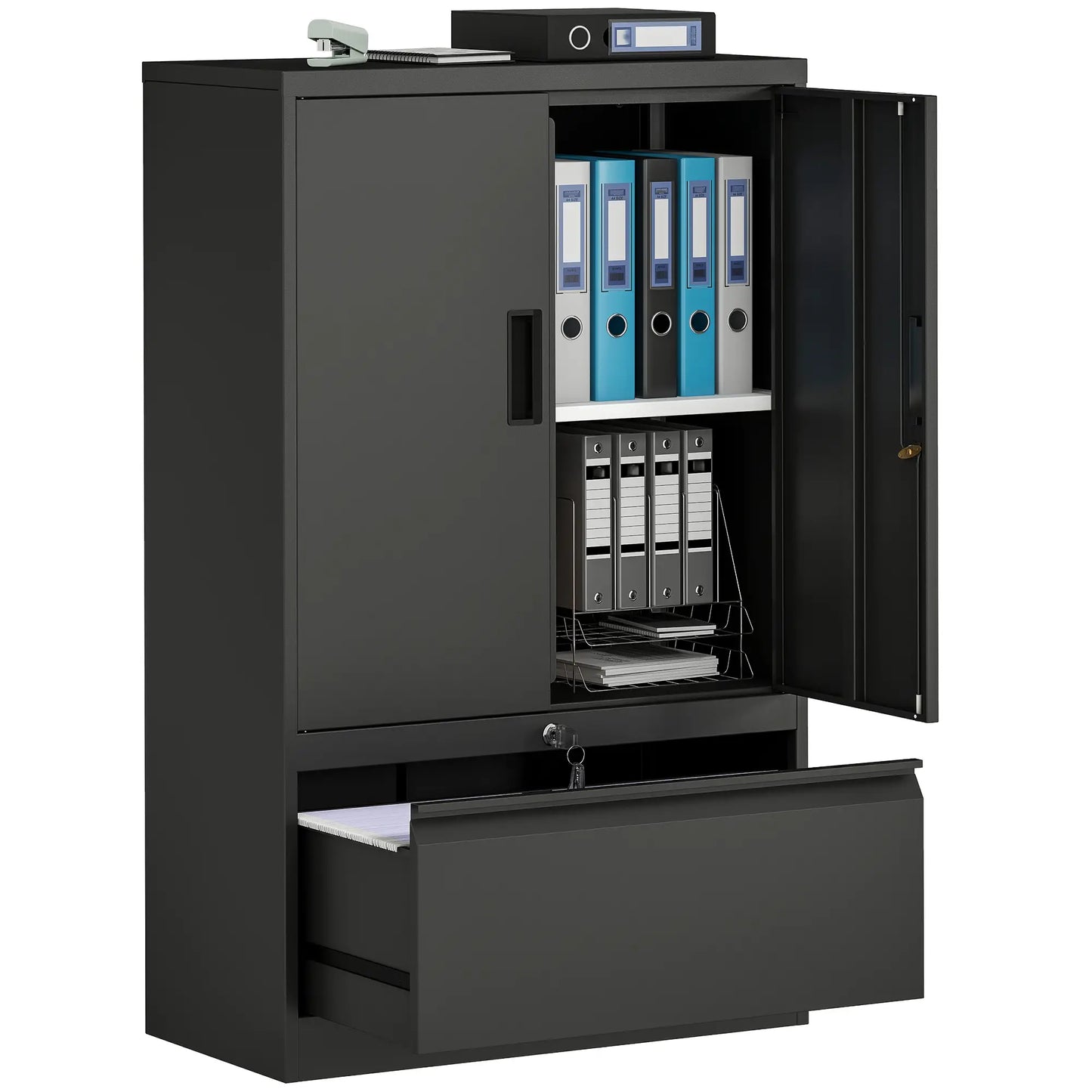 Lateral Filing Cabinet, Metal Storage Cabinet, Black Office Cabinets & Cupboards at Gallery Canada