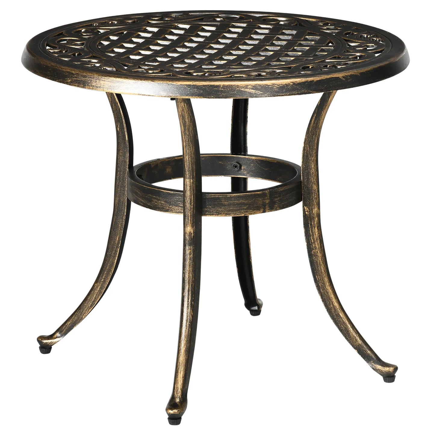23.6" Round Outdoor Side Table, Cast Aluminum Frame, Bronze Patio Side Tables at Gallery Canada