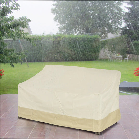 Waterproof 3-Seater Garden Bench Cover, 600D Oxford Fabric, 59.8" x 34.3" x 31.1" Patio Furniture Covers Coffee and Beige at Gallery Canada