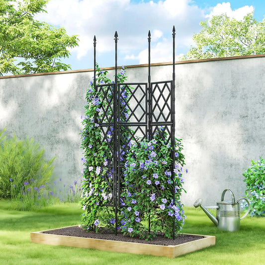 Foldable Garden Trellis, 33.5 x 77.6 Inch, Lattice Climbing Support, Black Plant Stands Black at Gallery Canada