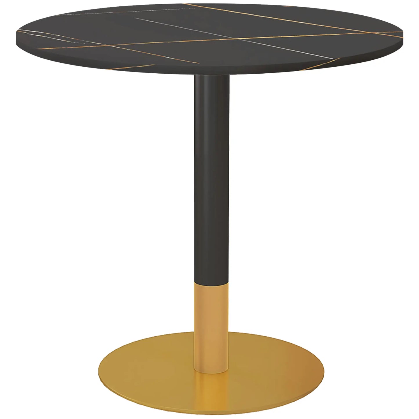 Round Dining Table, Faux Marble Top, Steel Base, Black Bar Tables & Dining Tables at Gallery Canada