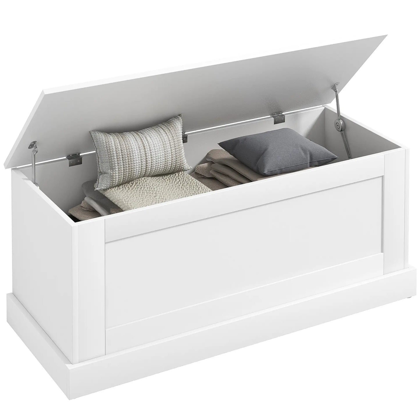 39.4 Inches Storage Chest, Wooden Box, Wood Grain, White Storage Cabinets at Gallery Canada