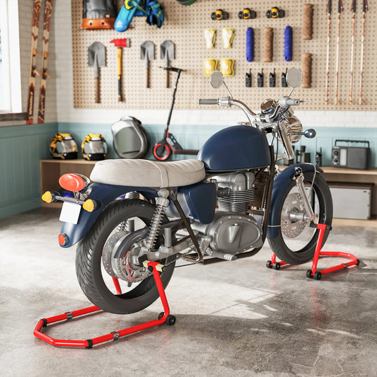 Support de Moto, Capacité de 850 lbs, Combo Avant Arrière, Rouge