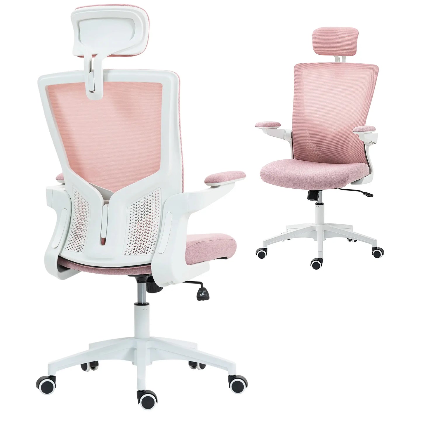 Ergonomic Office Chair, Swivel Desk Chair, Adjustable Lumbar Support, Headrest, Height, Flip-up Armrests, Pink Task Chairs at Gallery Canada
