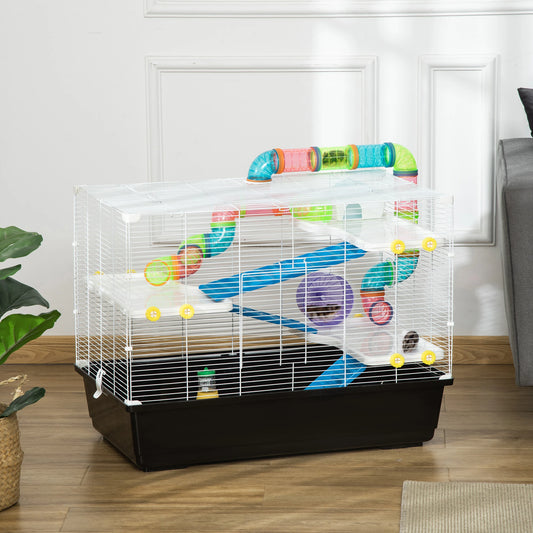 31" Large Hamster Cage, Small Animal House, Tunnel Tube System, Black Hamster Cages Black, white at Gallery Canada