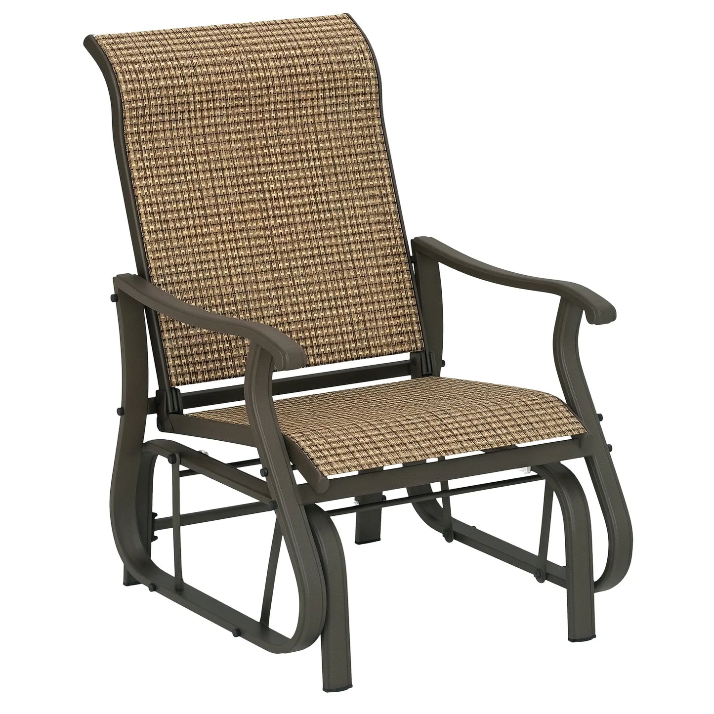 Outdoor Glider Chair, Steel Frame Mesh Fabric, Light Mixed Brown, Brown Outdoor Gliders at Gallery Canada