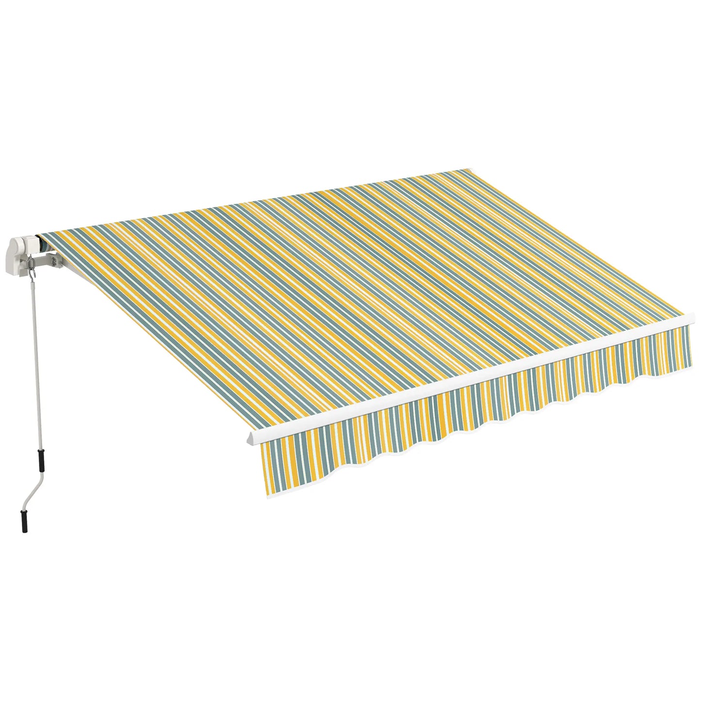 10' x 6.5' Manual Retractable Awning, LED Lights, Aluminum Frame, Yellow/Grey Door Awnings at Gallery Canada
