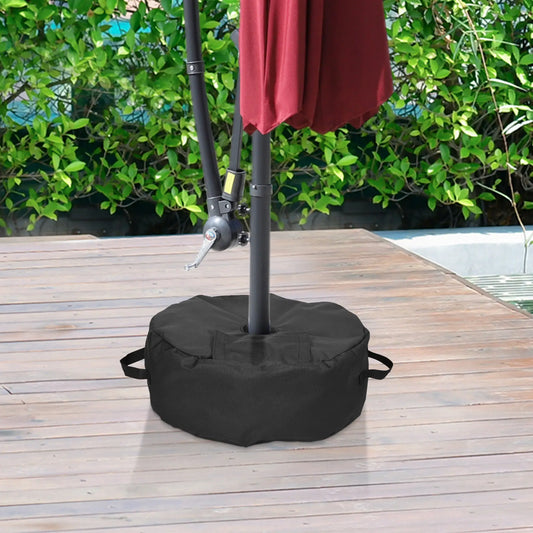 19" Round Patio Umbrella Base, Sand Bag, Weather Resistant, 88lbs, Black Umbrella Bases Black at Gallery Canada