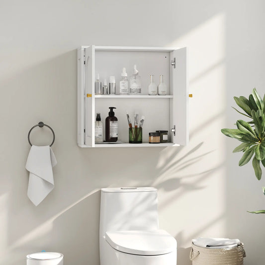 Modern Medicine Cabinet, Wood Grain, 2 Arched Doors, Gold Handles, White Bathroom Cabinets White Wood Grain at Gallery Canada