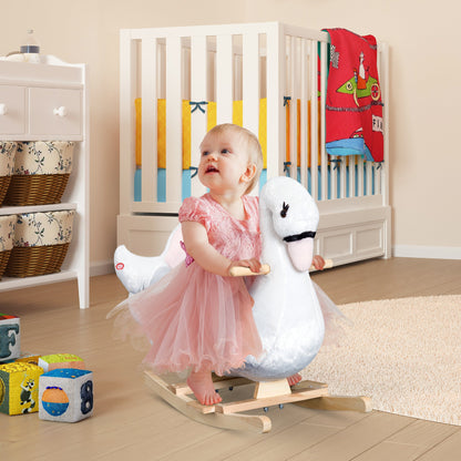 Soft Warm Kids Rocking Horse Child Plush Ride On Toy Swan Style Playtime with Lullaby Song White at Gallery Canada