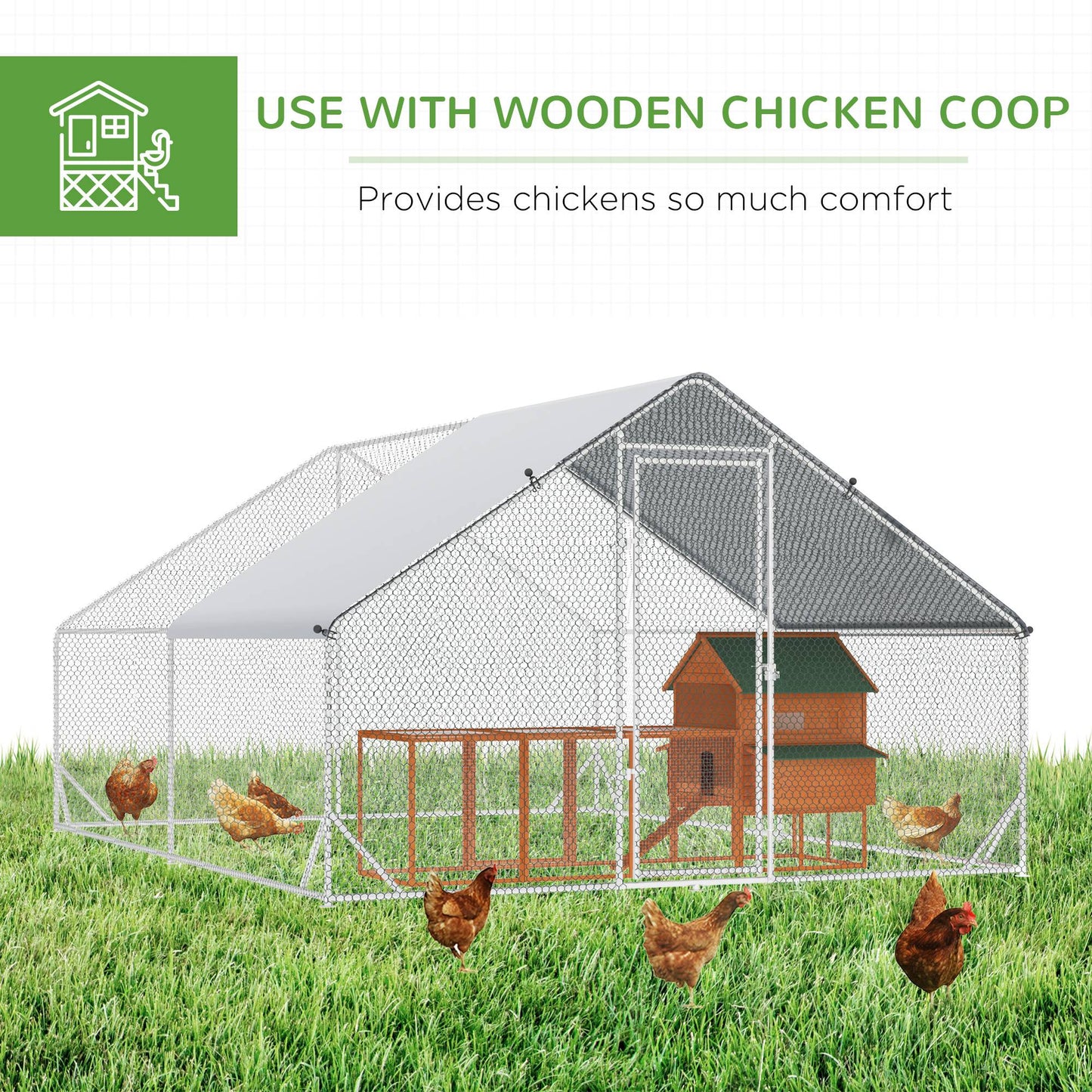 9.8' x 13.1' x 6.6' Chicken Coop Cage, Outdoor Hen House w/Cover &; Lockable Door at Gallery Canada
