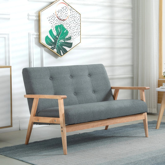 45" 2 Seat Sofa Upholstered Couch, Rubber Wood Legs, Dark Grey 2-Seater Sofas Dark Grey at Gallery Canada