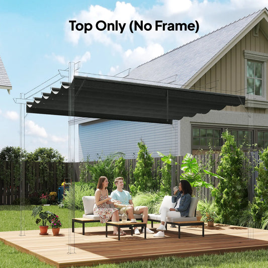 Retractable Pergola Canopy Replacement, 10' x 10', Dark Grey Gazebo Canopy Replacement Dark Grey at Gallery Canada