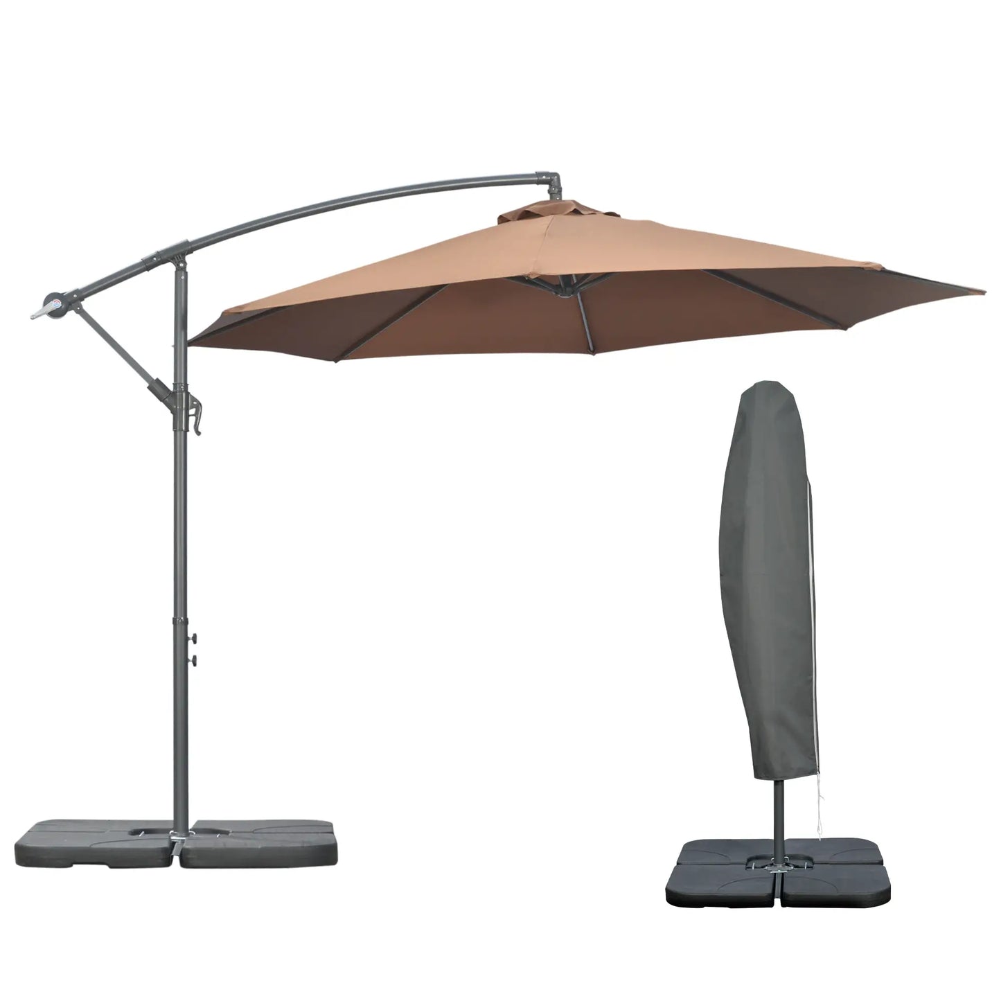 9.6ft Offset Patio Umbrella, Hanging Parasol, Crank, Base Cantilever Umbrellas at Gallery Canada
