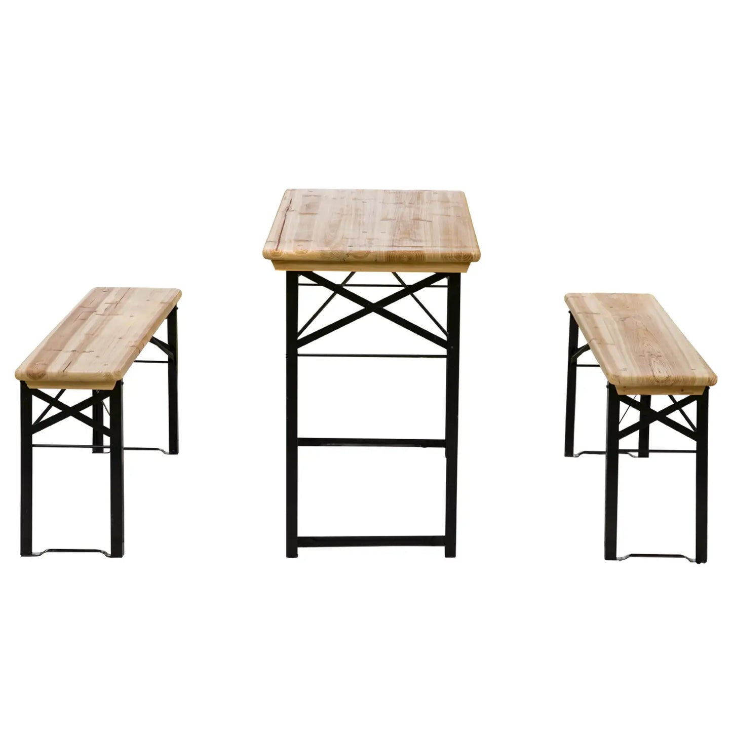 3 Pc Folding Picnic Table Set, 1 Table 2 Benches, Natural Bistro Sets at Gallery Canada