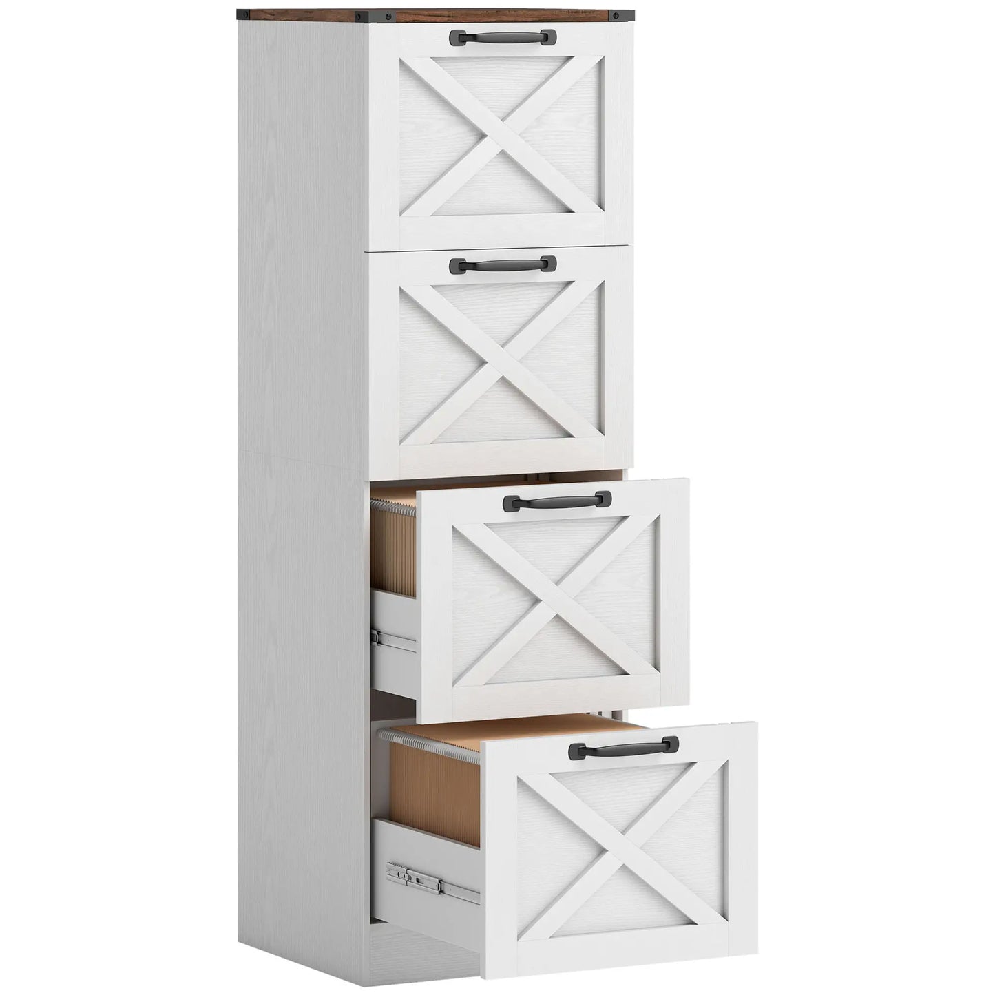 4 Drawer File Cabinet, Vertical Farmhouse Filing Cabinet, White Office Cabinets & Cupboards at Gallery Canada