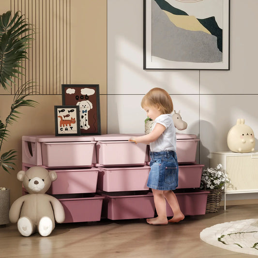3 Tier Toy Organizer, 9 Plastic Drawers, Pink Baby & Kids Storage Pink at Gallery Canada
