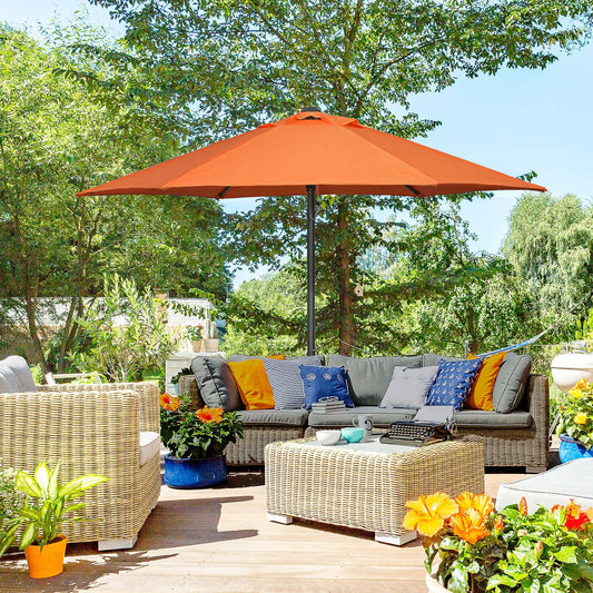 6.6FT Outdoor Patio Umbrella, 6 Solid Ribs, Orange Patio Umbrellas Orange at Gallery Canada