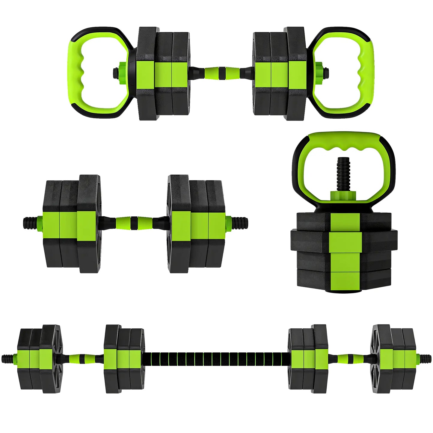 Adjustable Dumbbell Set, 44lbs, Kettlebell Barbell Dumbbell Push-Up Stand, Green Dumbbells & Barbells at Gallery Canada