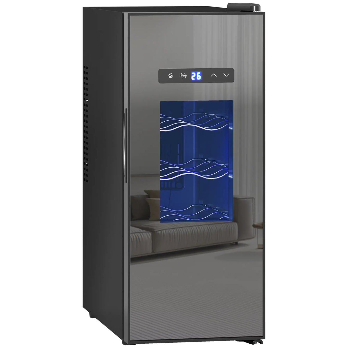 12 Bottle Wine Fridge, Under Counter Cooler, Glass Door, LED Light, Temp Control Small Kitchen Appliances at Gallery Canada