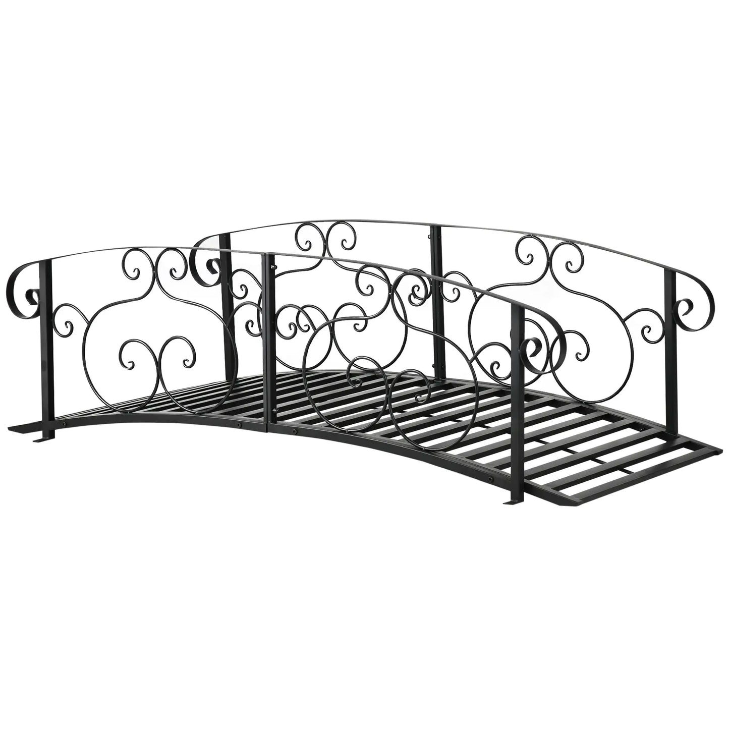 6FT Steel Garden Bridge, Safety Siderails, Arc Landscaping, Black Garden Bridges at Gallery Canada