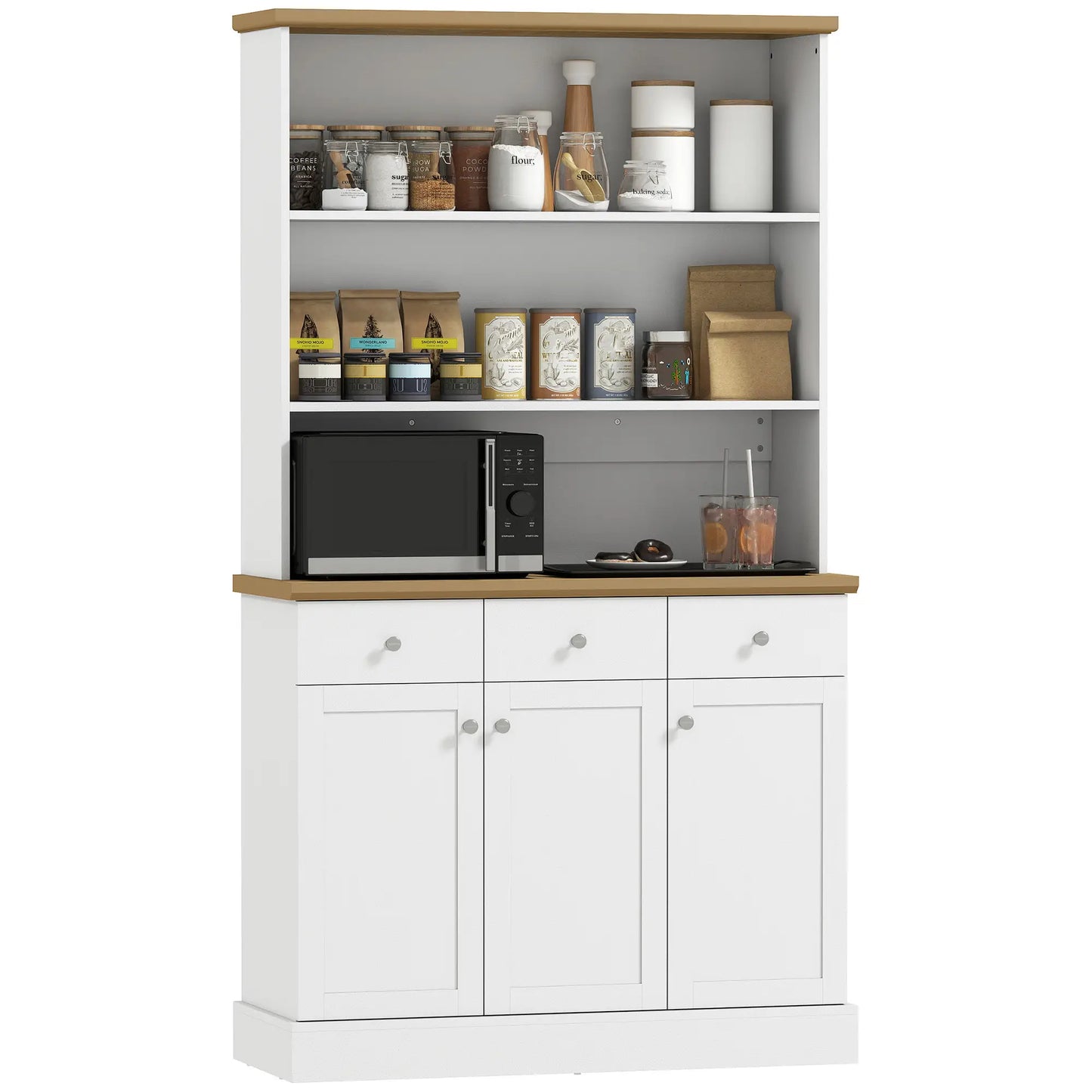 Kitchen Pantry Buffet Server Hutch, Storage Sideboard with Drawers, Cabinets Kitchen Pantry Cabinets at Gallery Canada