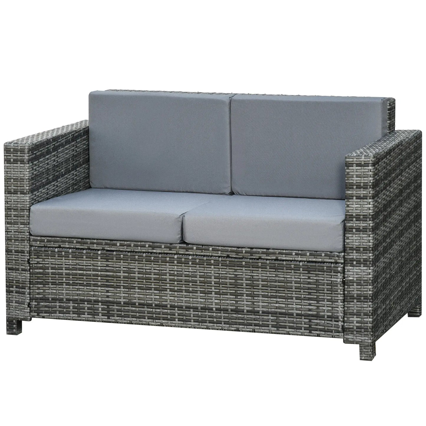 2 Seat Patio Loveseat, Wicker Sofa Chair, Outdoor Rattan Furniture, Grey Patio Furniture Sets at Gallery Canada