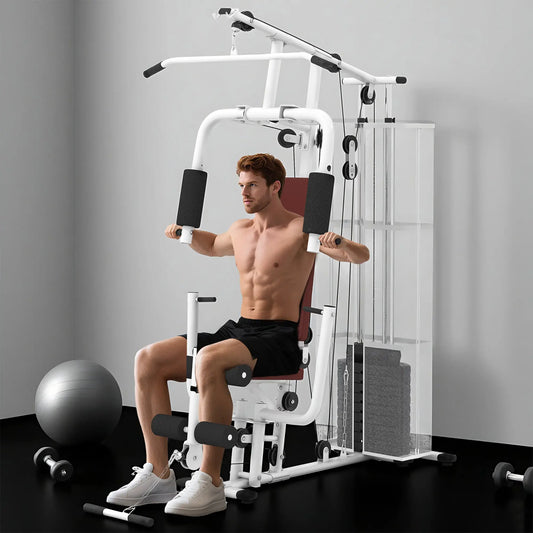 Multifunction Home Gym, 100Lbs Weight Stack, Lat Pulldown, Leg Extensions, White Power Towers White at Gallery Canada