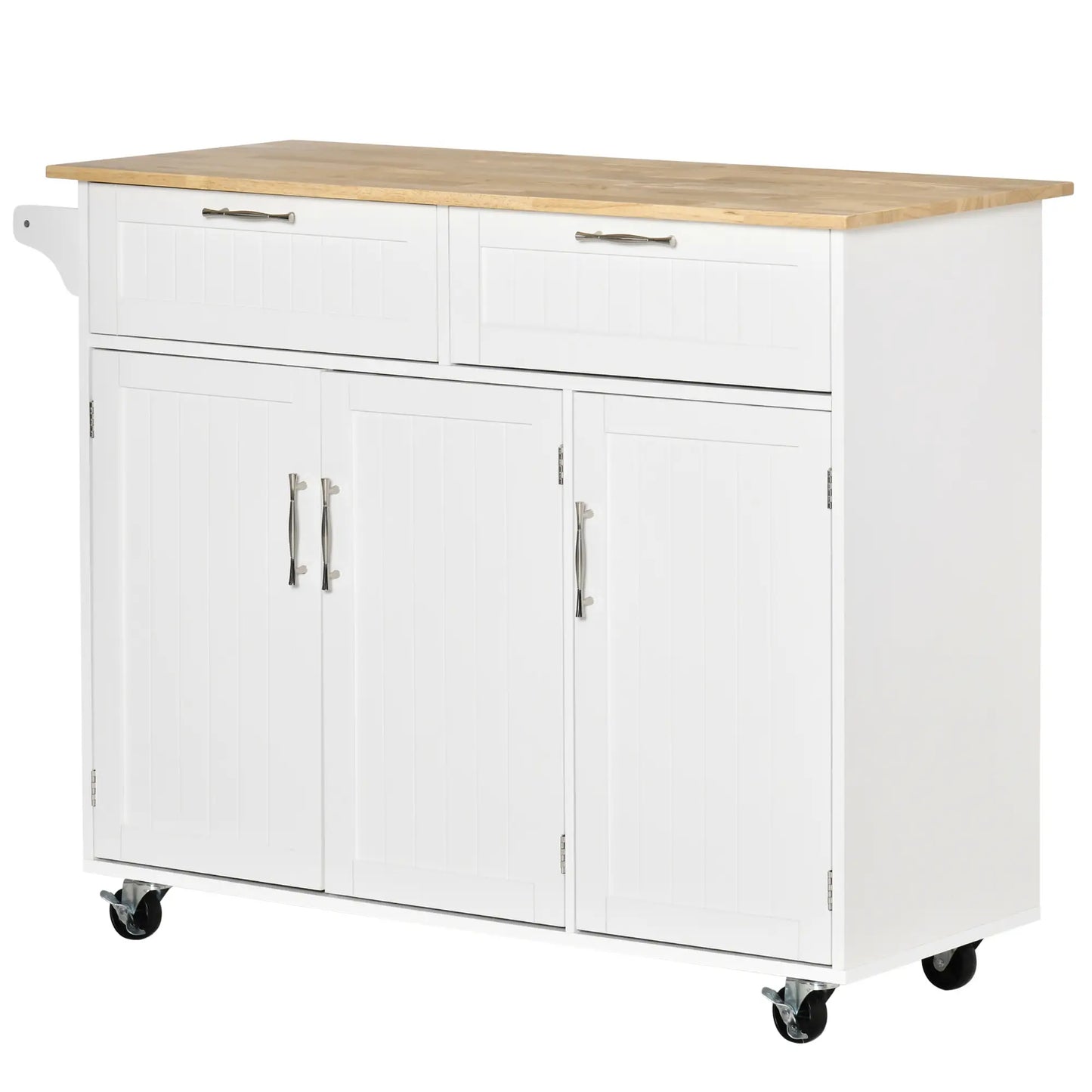 Rolling Kitchen Island, Cart with 2 Drawers, 3 Door Cabinets, 3-Doors, White Kitchen Islands & Kitchen Carts at Gallery Canada