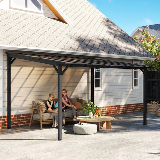 10' x 14' Hardtop Gazebo, Wall Mounted, Free Standing, UPF 50+, Waterproof Roof Pergolas Dark Grey at Gallery Canada