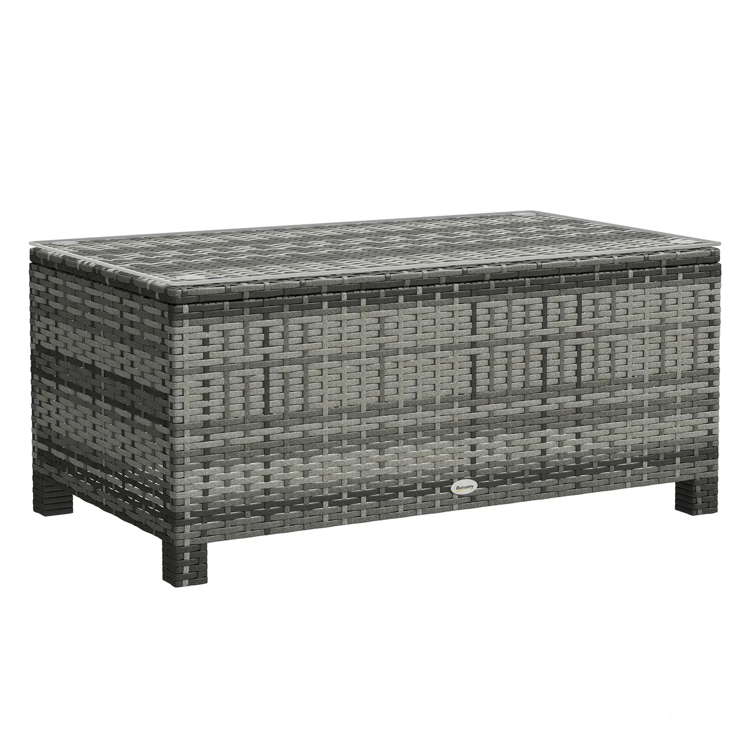 Rattan Wicker Coffee Table with Glass Top Outdoor Garden Patio Furniture Brown Tempered Patio Dinning Tables at Gallery Canada