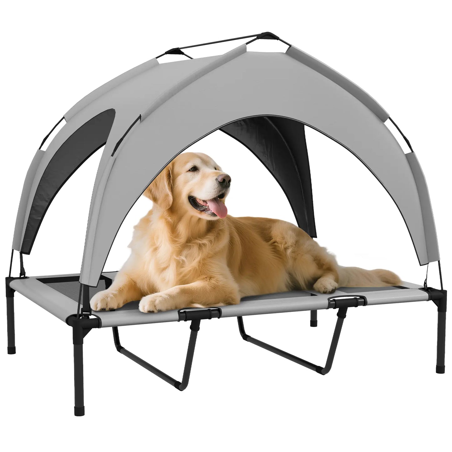 Raised Dog Bed With Canopy, Washable Mesh, Large, Light Grey Elevated Dog Beds at Gallery Canada