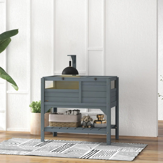 Wooden Tortoise House with Shelf, Light Frame, Tray, 33" L x 20" W x 41" H Houses & Habitats Grey at Gallery Canada