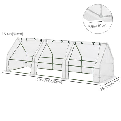 9' x 3' x 3' Outdoor Mini Greenhouse, Portable Tunnel Greenhouse with Large Zipper Doors and PE Cover for Garden, White at Gallery Canada