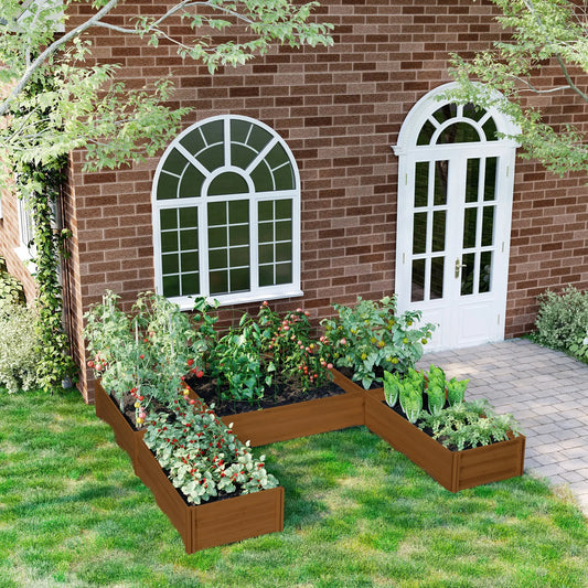 DIY 5-Box Garden Planter, Open Bottom, Outdoor, Brown Raised Garden Beds Dark Brown at Gallery Canada