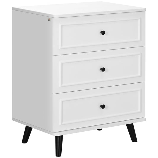 Chest of Drawers, 3 Drawer Dresser for Bedroom, Storage Cabinet with Solid Wood Legs and Handles for Living Room, White - Gallery Canada