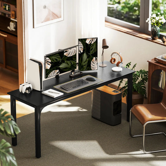 71" Computer Desk, Metal Legs, Distressed, Black Computer Desks Distressed Black at Gallery Canada